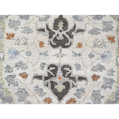 10'X10' Summer Gray Oushak All Over Floral Wool Hand Knotted Square Rug