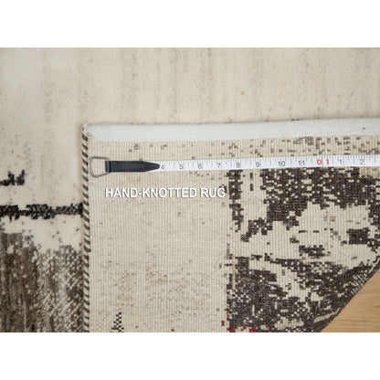 2'4"X4'7" White Lori Buft Gabbeh 100% Wool Hand Knotted Short Runner Rug