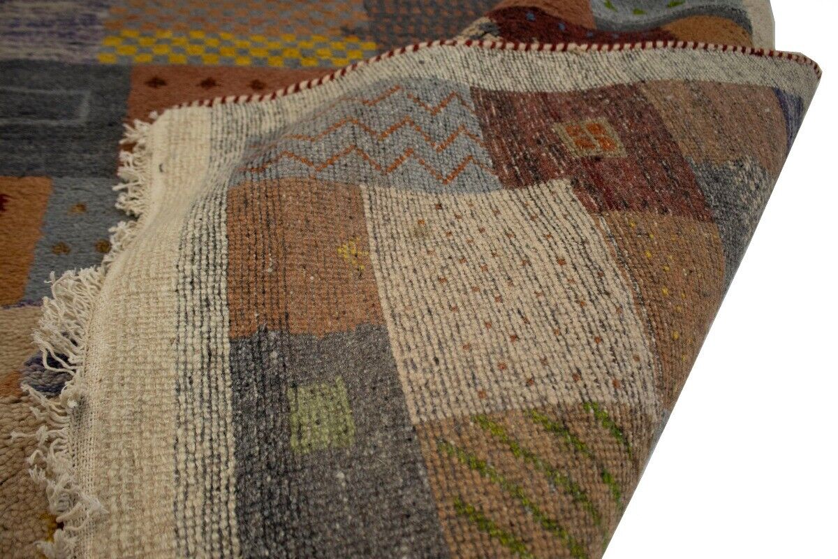 Handmade Tribal Checker Design Indo-Gabbeh Rug