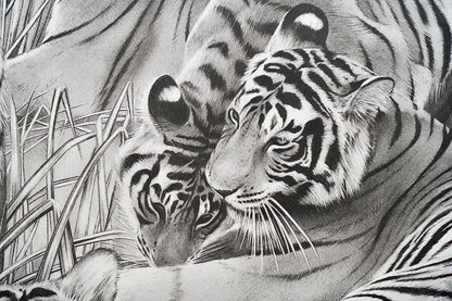 Beppe Spadacini (Italy) Original Silkscreen Print Save The Tigers Signed Framed
