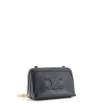 Celine Cuir Triomphe Zip Around Chain Clutch Leather