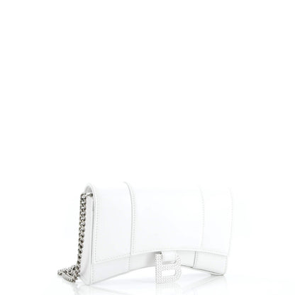 Balenciaga Hourglass Chain Wallet Leather With Crystal Detail