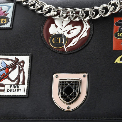 Christian Dior Diorama Flap Bag Patch Embellished Leather Medium