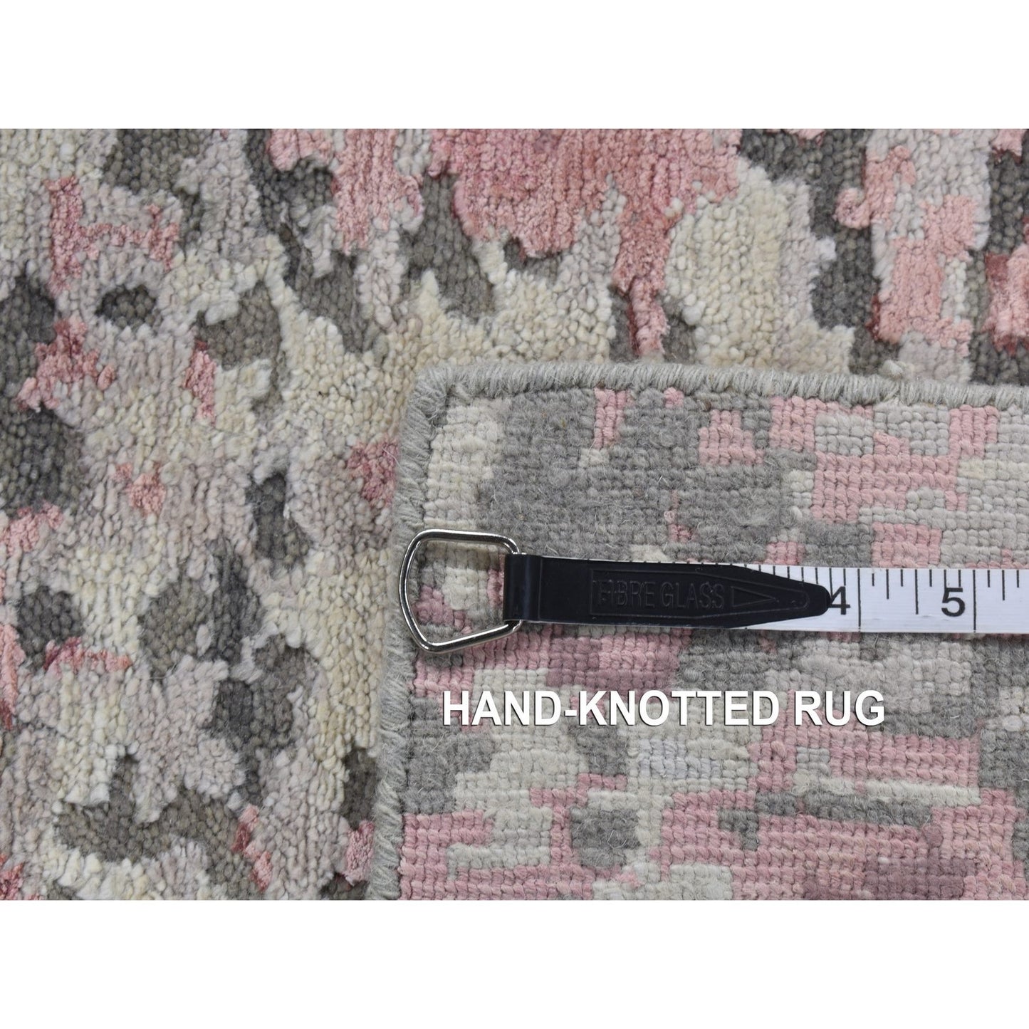 3'X4'9" Pink Abstract Design Wool And Silk Hand Knotted Rug