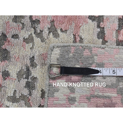 3'X4'9" Pink Abstract Design Wool And Silk Hand Knotted Rug