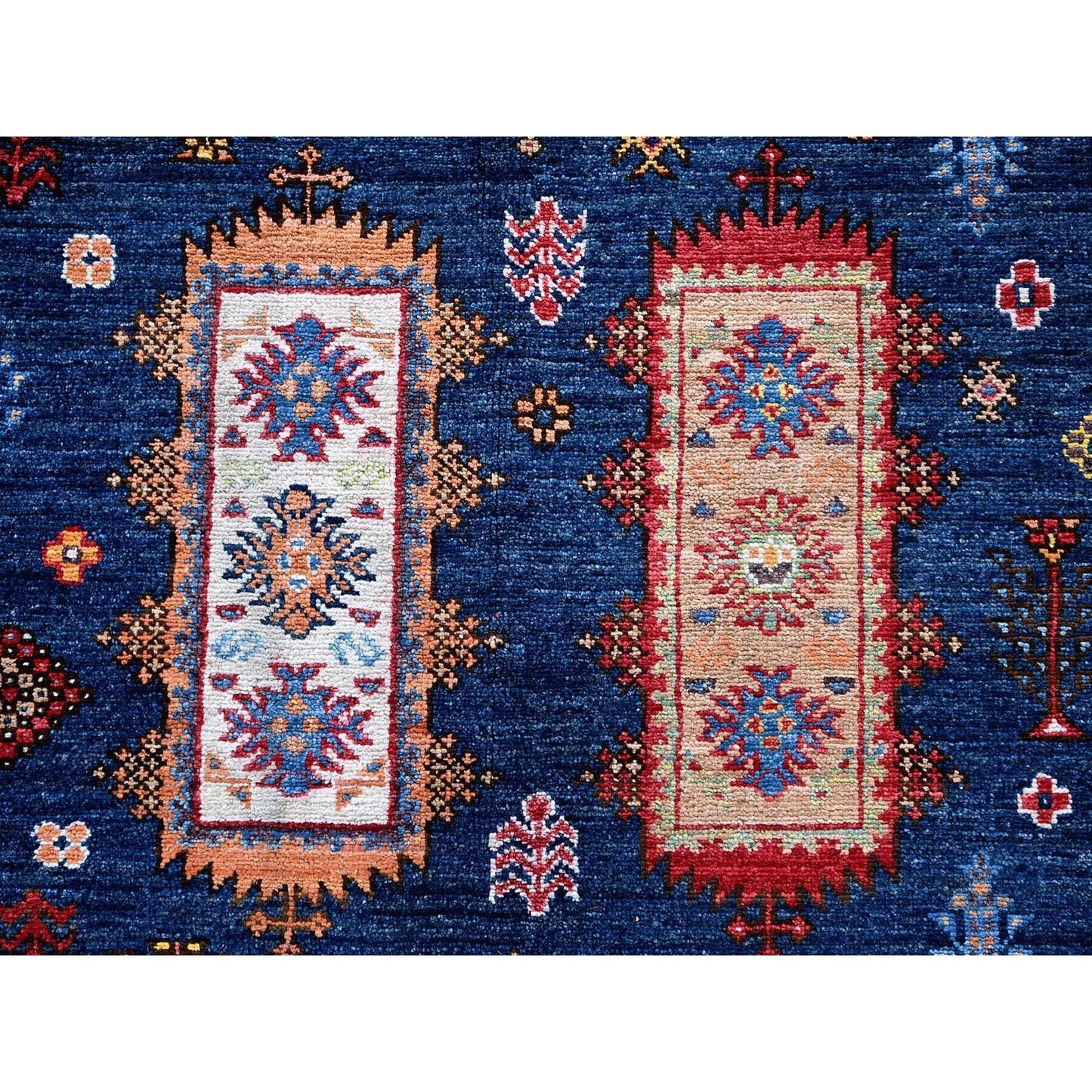 Rug 10'2"x10'2" Yale Blue Caucasian Design Revival Hand Knotted Wool Square