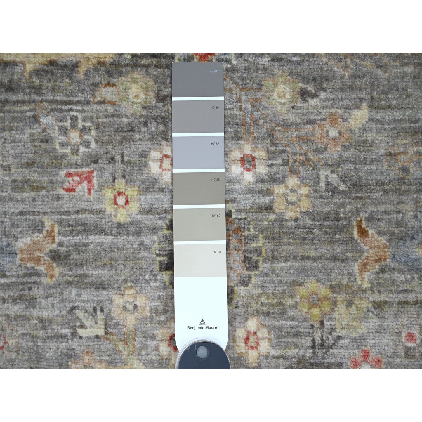 3'1"X4'9" Gray Afghan Peshawar Heris Design Hand Knotted Pure Wool Rug