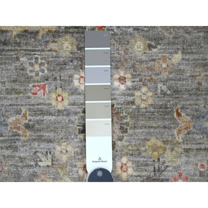 3'1"X4'9" Gray Afghan Peshawar Heris Design Hand Knotted Pure Wool Rug