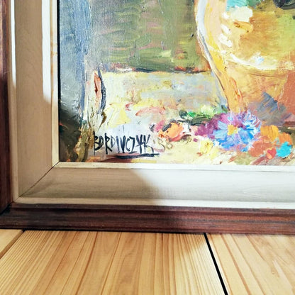 Wlodzimierz Borowczyk Polish Art Original Oil On Canvas Signed Still Life Flower