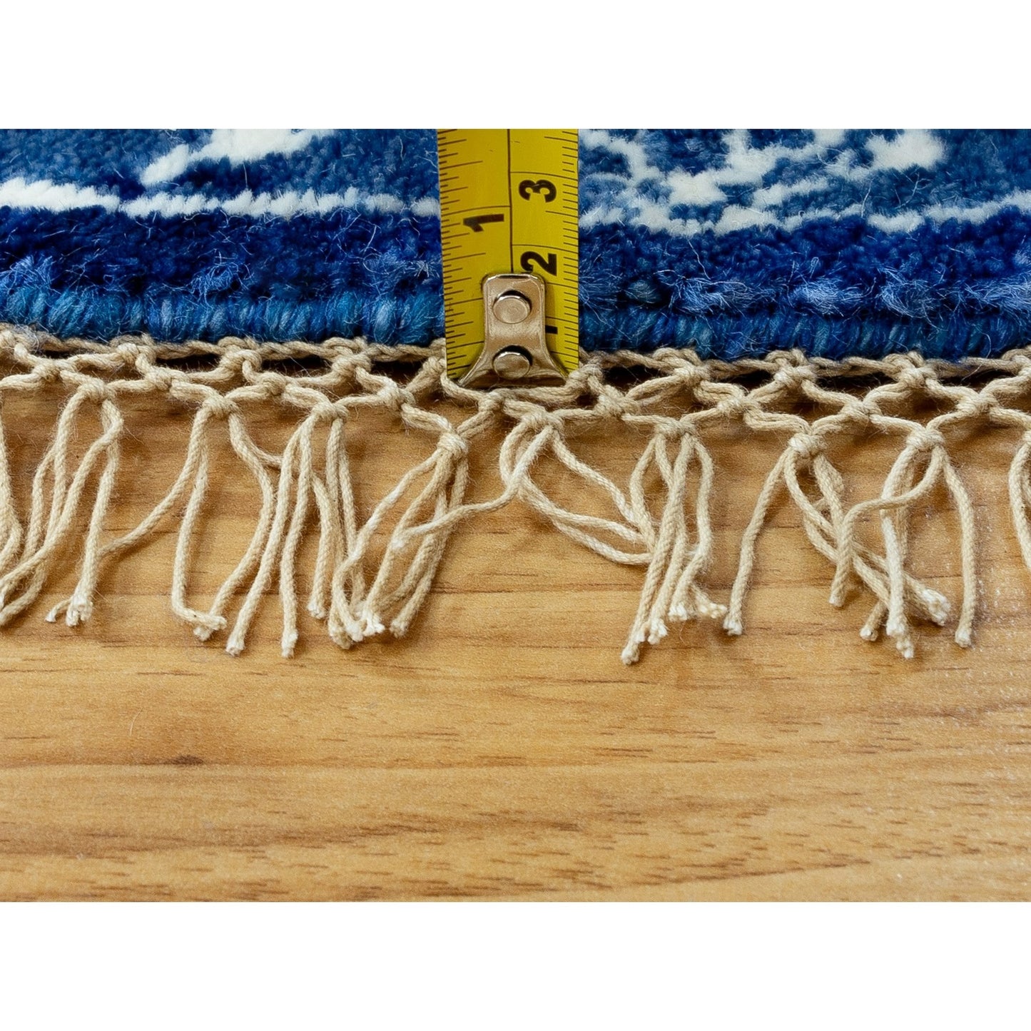 6'2"X6'2" Blue Tone On Tone Wool And Silk Round Hand Knotted Oriental Rug