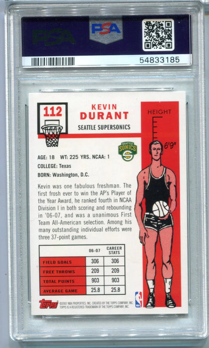 Kevin Durant 2007 Topps 1957-58 Variation Psa Mint 9 Rc