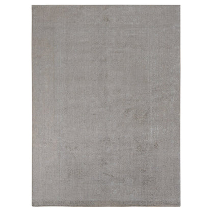 8'9"X12'1"Taupe Fine Jacquard Loomed Wool And Silk Zoroastrian Design Rug