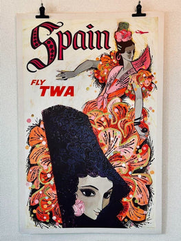 Trans World Airlines Original Vintage Poster - Spain Fly Twa Lithograph Usa
