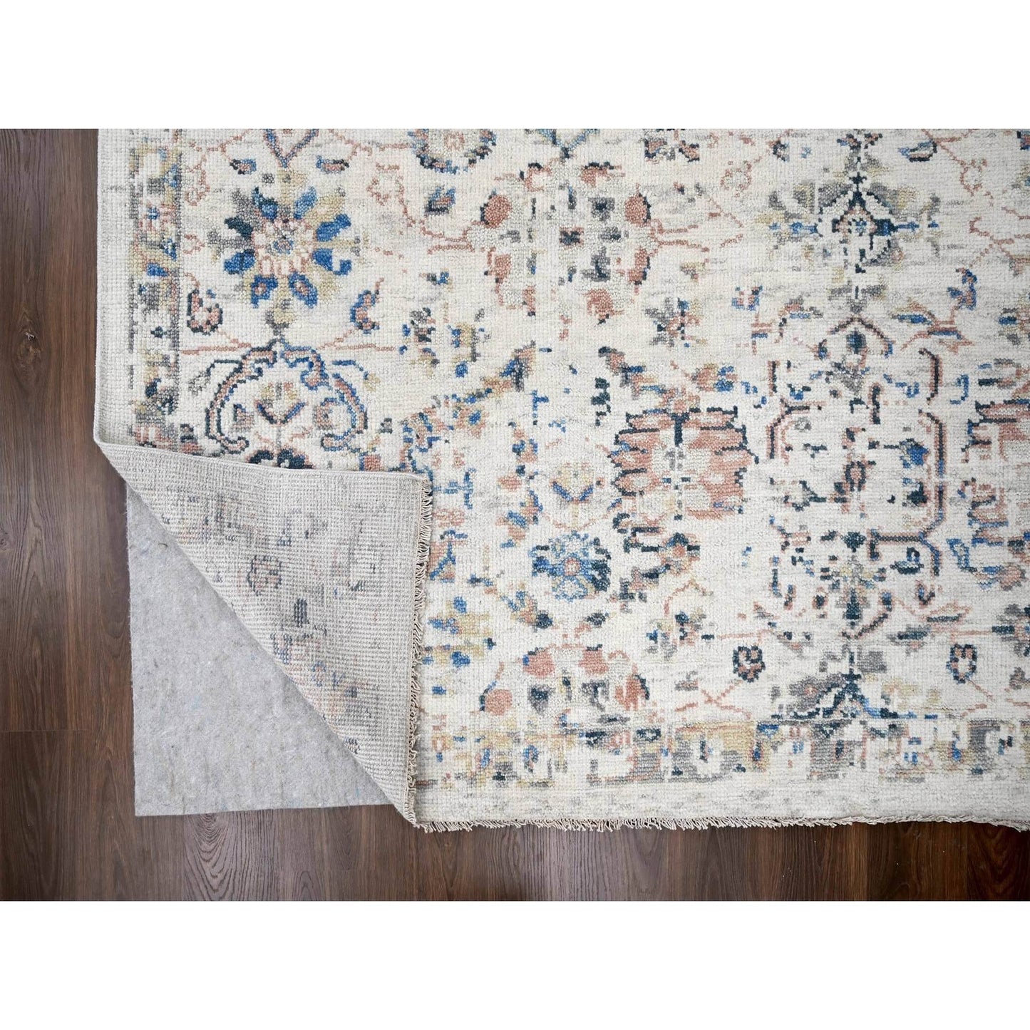 9'9"X14' Ivory Wool Hand Knotted Supple Mahal Design Oriental Rug