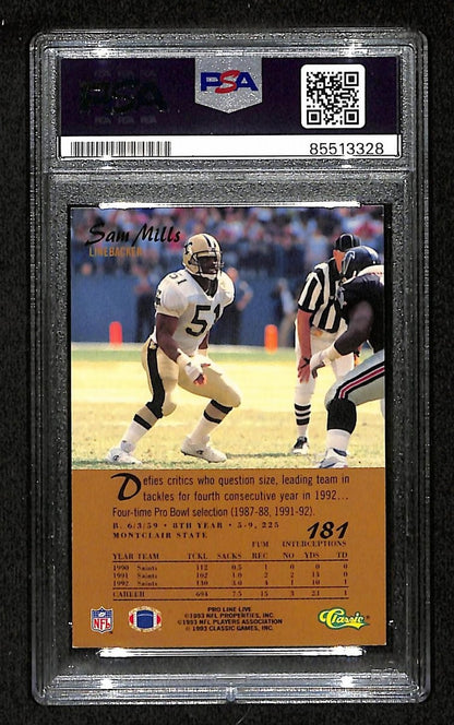 Sam Mills Hof Signed/Autograph 1993 Classic #181 Saints/Panthers Psa/Dna 201488