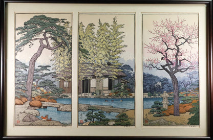 Toshi Yoshida Early Spring Three Friends Original Woodblock Print Set of 3