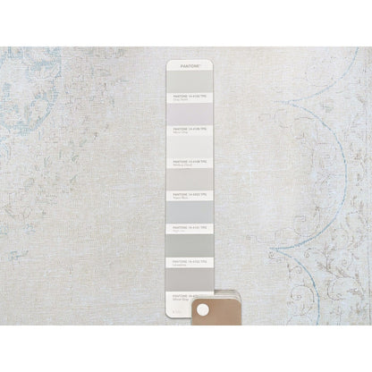 9'4"X12'3" White Pure Wool Hand Knotted Vintage Zoroastrian Karman Rug