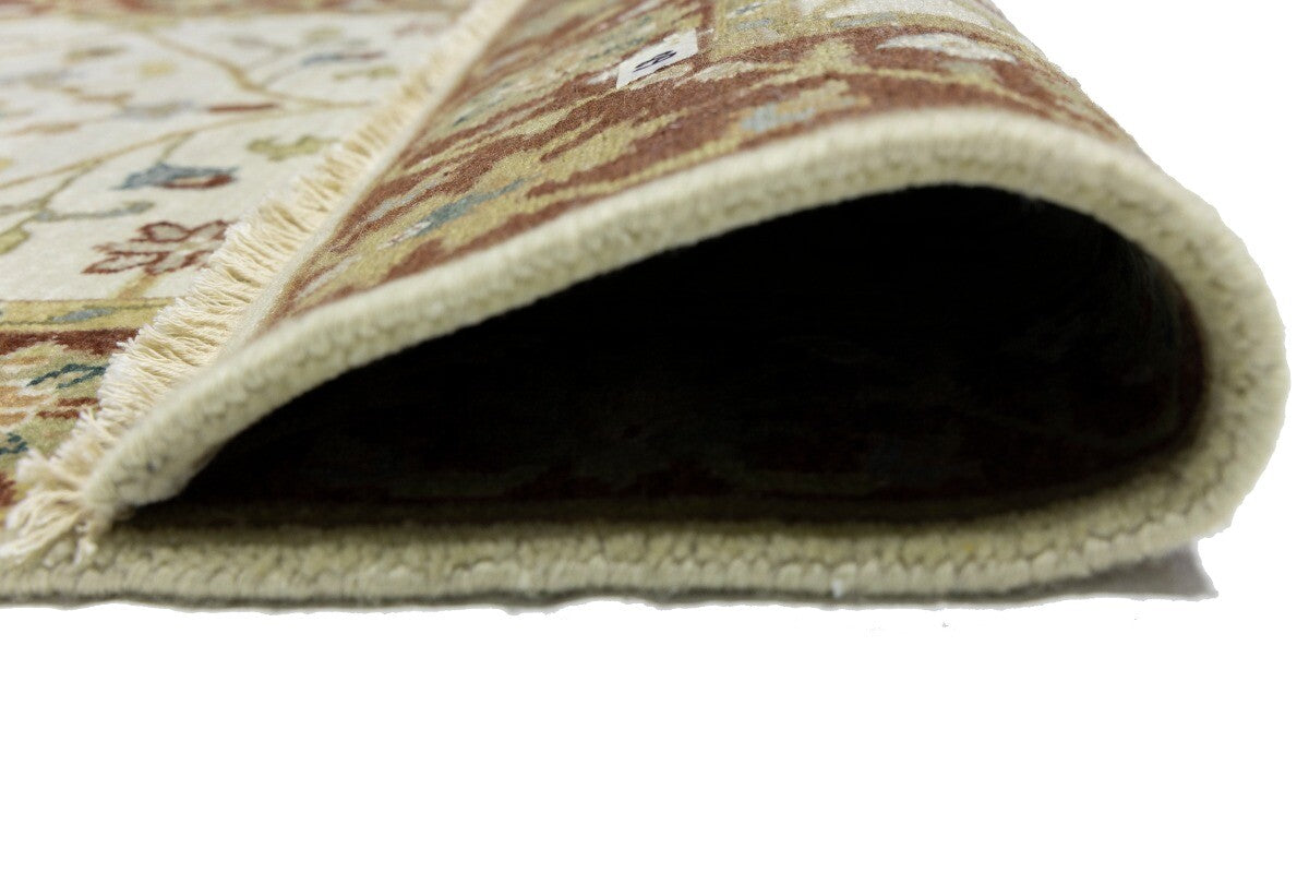Hand-Knotted Cream Floral Design Osh Chobi Rug