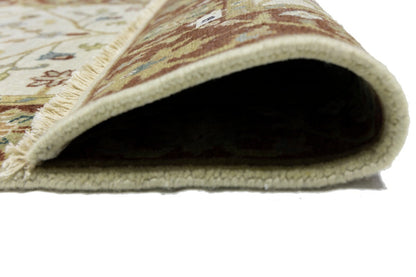 Hand-Knotted Cream Floral Design Osh Chobi Rug