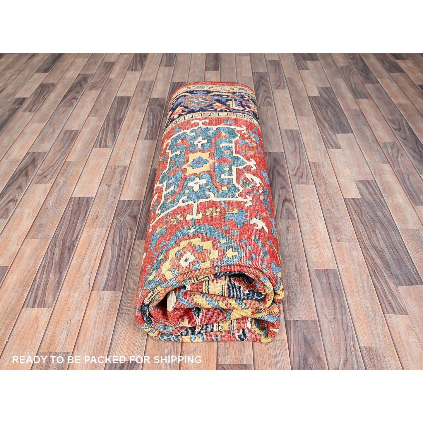 9'X11'6" Red Soft Wool Afghan Peshawar Hand Knotted Oriental Rug