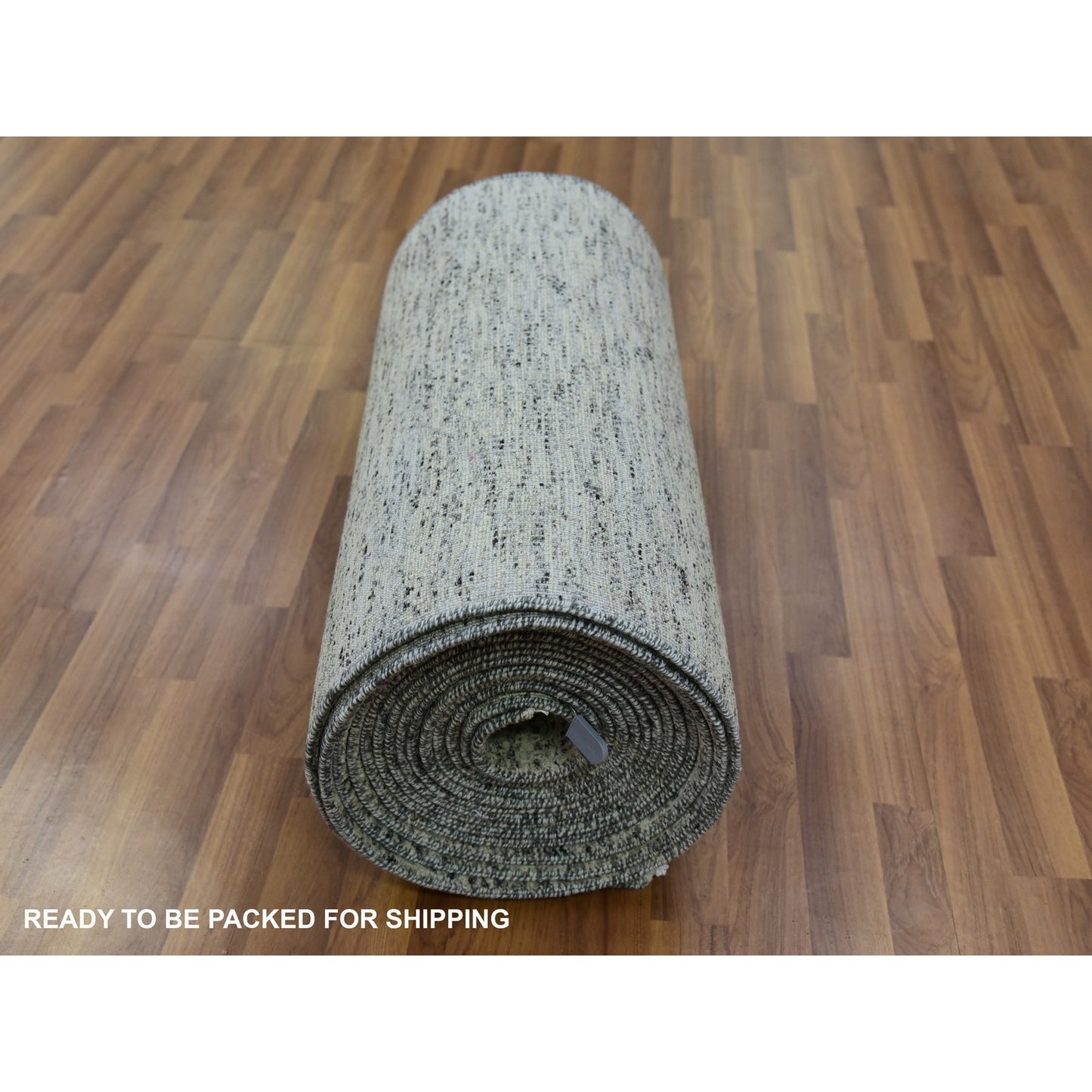 2'5"X29'7" Gray Undyed Wool Grass Design Hand Knotted Xl Runner Rug