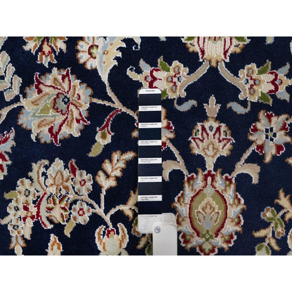 7'10"X10'3" Navy Nain Medallion Design Wool And Silk Hand Knotted Rug