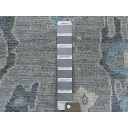 8'X9'10" Wool Hand Knotted Gunmetal Gray Afghan Angora Oushak Rug