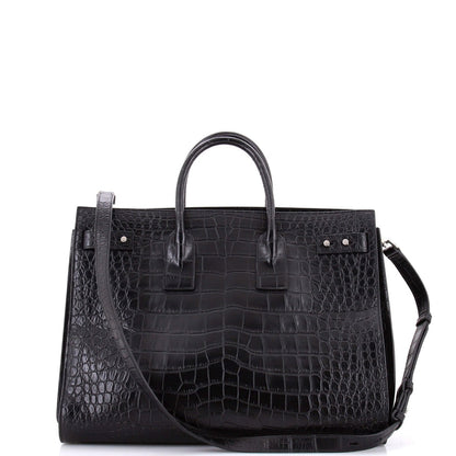 Saint Laurent Sac De Jour Souple Bag Crocodile Embossed Leather Large