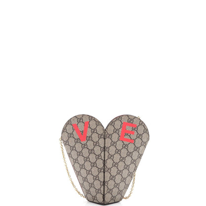 Gucci Valentine'S Day Chain Heart Bag Printed Gg Coated Canvas Small