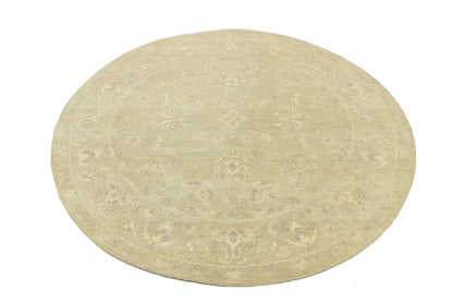 Floral Transitional Hand-Knotted Round Oriental Rug Home Decor Carpet 6X6 Ft
