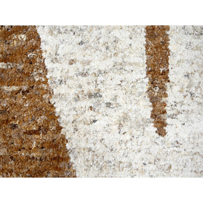 9'2"X11'9" Earth Tone Colors Minimalist Design Wool Hand Knotted Rug