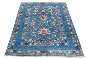 Handmade Blue Floral Modern Kazak Design Rug 3X5 Pakistan Oriental Carpet