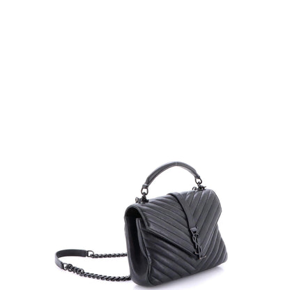 Saint Laurent Classic Monogram College Bag Matelasse Chevron Leather Medium