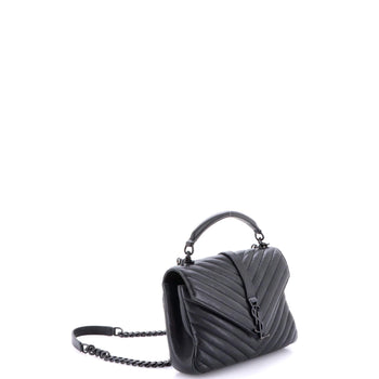 Saint Laurent Classic Monogram College Bag Matelasse Chevron Leather Medium