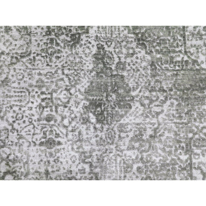 6'X9' Wool And Pure Silk Hand Knotted Broken Design Fine Oriental Rug