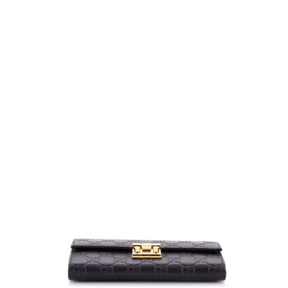 Gucci Padlock Continental Chain Wallet Guccissima Leather Long