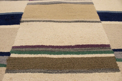 Thick Pile Hand-Tufted Wool Multicolored Stripes
