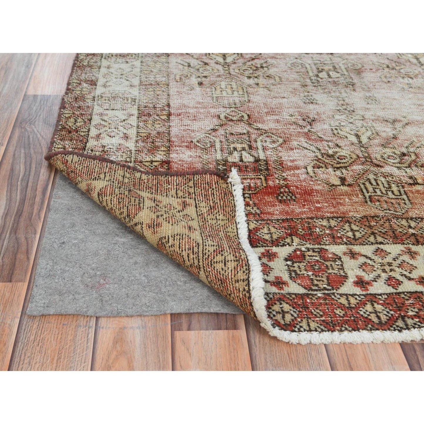 3'9"X6' Brown Worn Wool Hand Knotted Vintage Farsian Sheeraz Rug