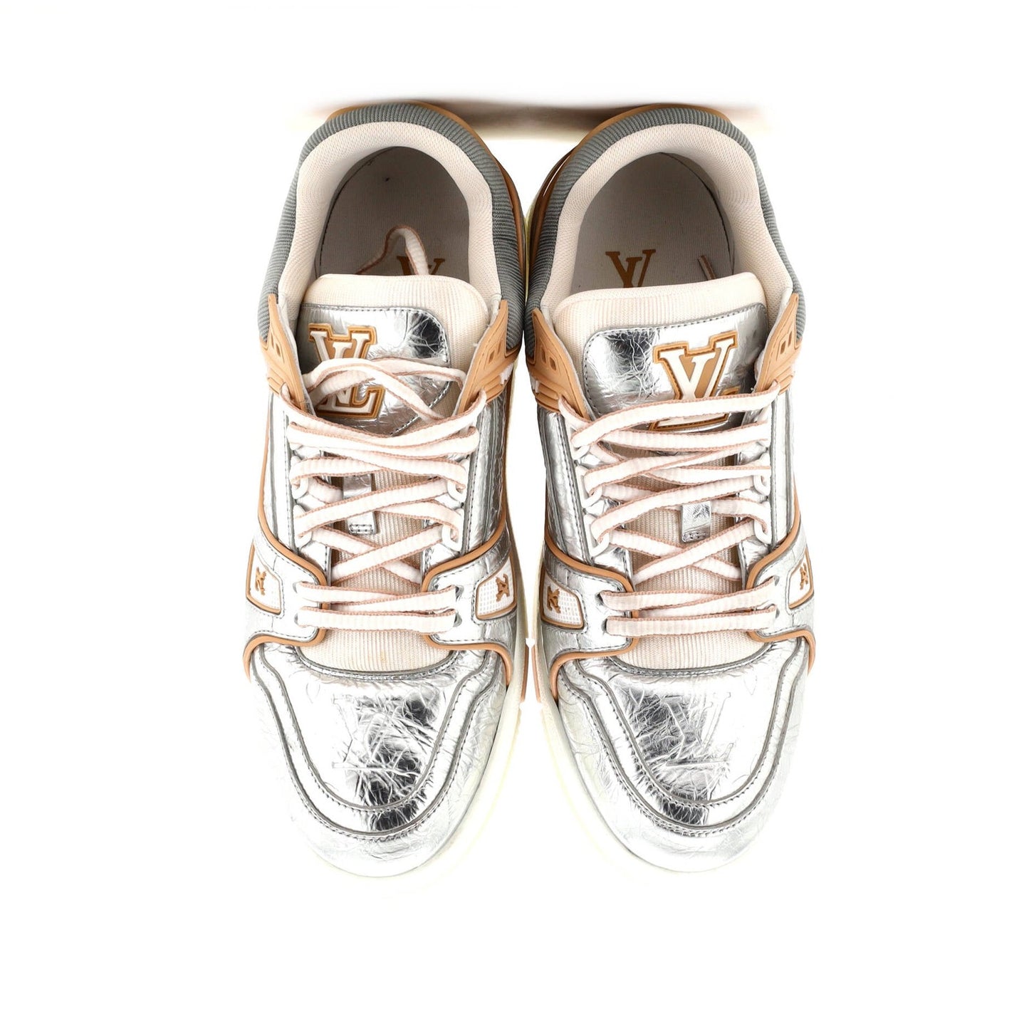 Louis Vuitton Men'S Lv Trainer Sneakers Monogram Embossed Metallic Leather