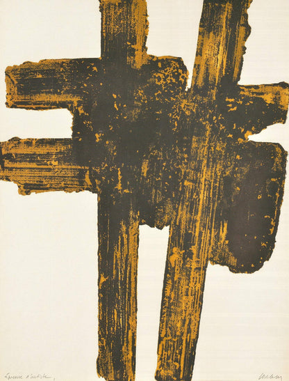 Pierre Soulages Eau-Forte Xviii " Offset Lithograph Mod