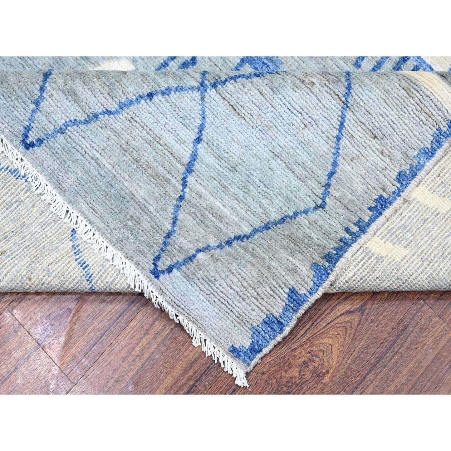 8'9"X11'6" Gray Boujaad Moroccan Berber Design Wool Hand Knotted Rug
