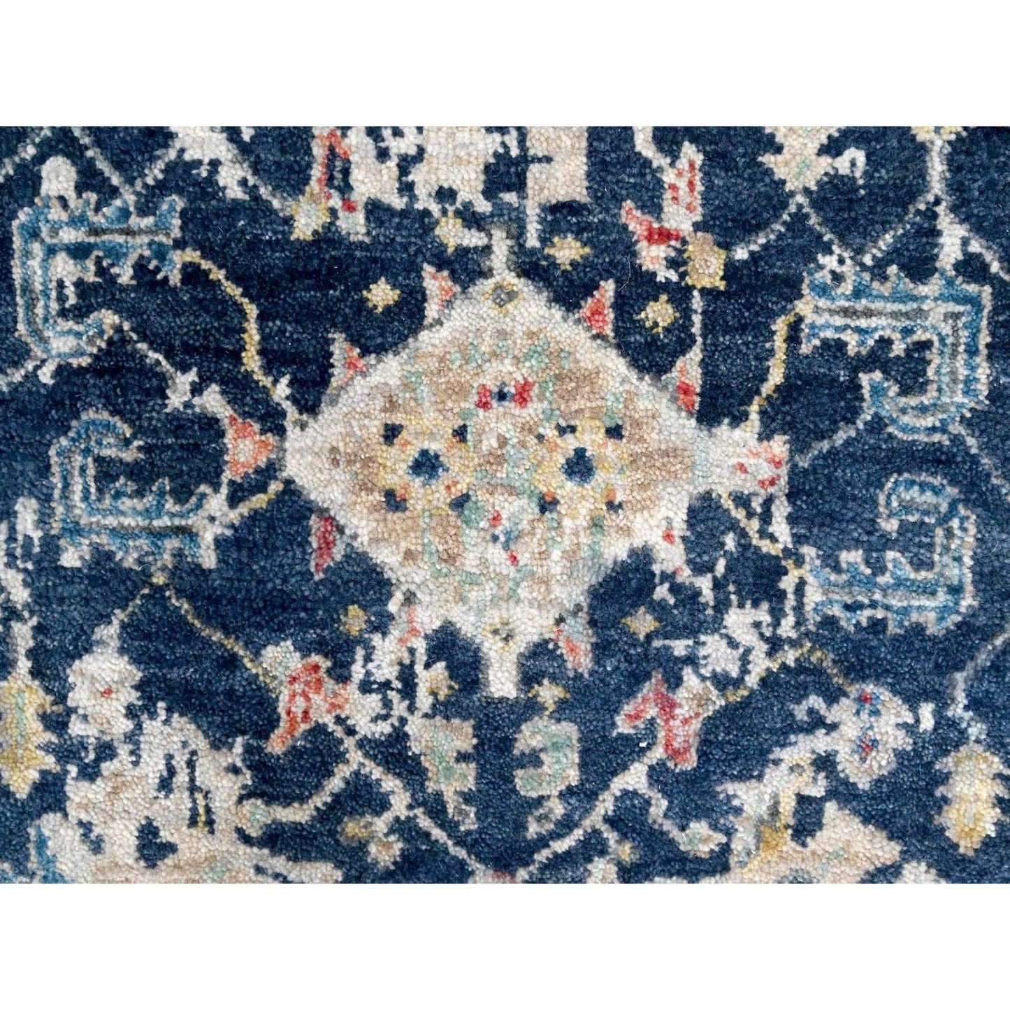 2'8"X8' Blue Erased Heriz All Over Design Hand Knotted Wool Runner Rug