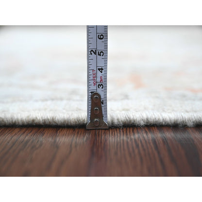 3'10"X5'10" White Afghan Angora Oushak Leaf Design Hand Knotted Wool Rug