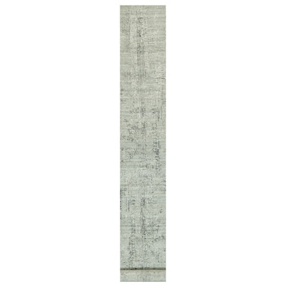 2'6"X26' Owl Gray Hand Knotted Cut And Loop Pile Modern Xl Runner Rug