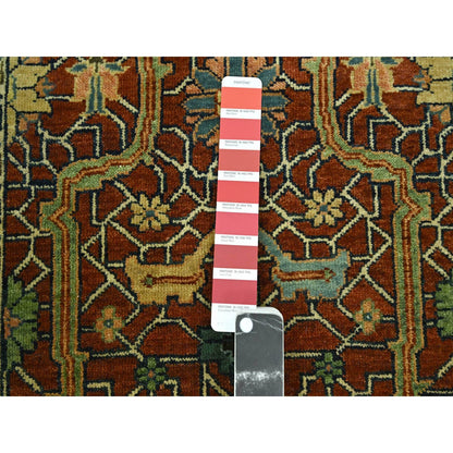 2'6"X12' Brick Red Heris All Over Design Hand Knotted All Wool Runner Rug