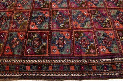 Vintage Violet Brown Oriental Rug Tribal Design