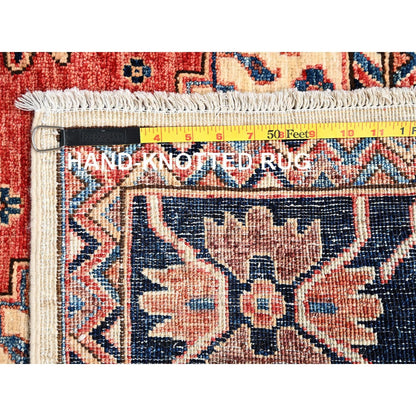 Knotted 4'10"x7'6" Ivory Pure Wool Rug Northwest Zoroastrian Design Hand