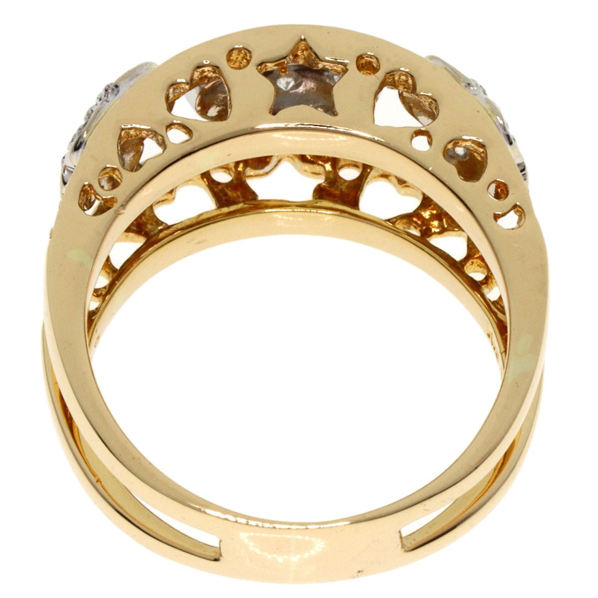 Gold Ponte Vecchio Diamond Ring K18 Yellow Gold K18 White
