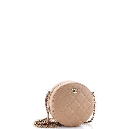 Chanel Round Clutch With Chain Quilted Caviar Mini