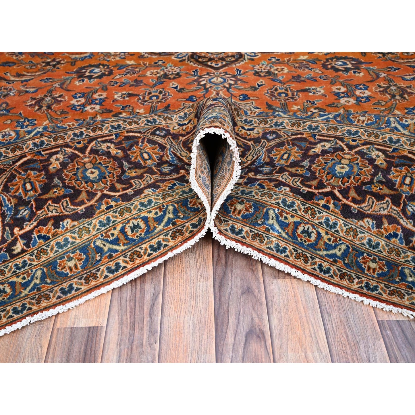 9'8"X12'8" Cinnabar Red Zoroastrian Kishoon Design Vintage Oriental Rug